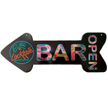 Imagem de Placa Decorativa Mdf Cocktails Bar Open