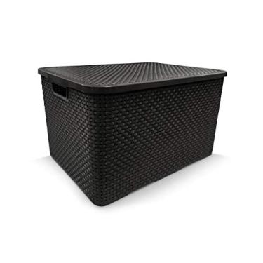 Imagem de Caixa Organizador Rattan Preta Com Tampa 40 L Arqplast