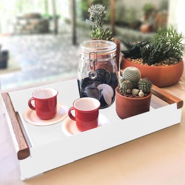 Imagem de Bandeja em Aço Carbono Decorativa para Café Linha Nexo 40x25cm - Branco