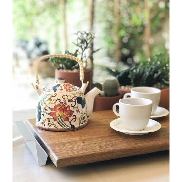 Imagem de Bandeja em Madeira Decorativa para Café Linha Nexo 50x30cm - Branco