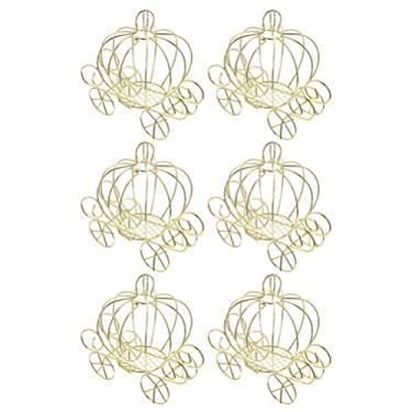 Imagem de 5 Pcs Wedding Party Favor Boxes Carriage Candy Box Centerpiece Hollow Chocolate Gift Boxes for Valentine Bridal Shower Baby Shower Birthday Anniversary Decor (Color : Golden 6pcs, Size : 12X10CM)