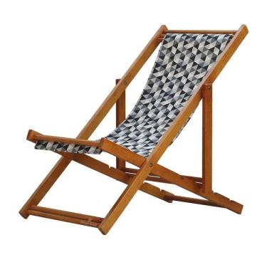 Imagem de Espreguiçadeira Preguiçosa Dobrável sem Braço Envernizada Triângulo Preto