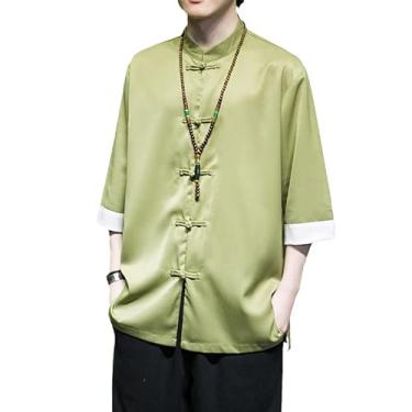 Imagem de Vestido tradicional chinês verão seda gelo manga curta camisa masculina roupas tai chi kung fu roupas tang terno casaco, En8, 3X-Large