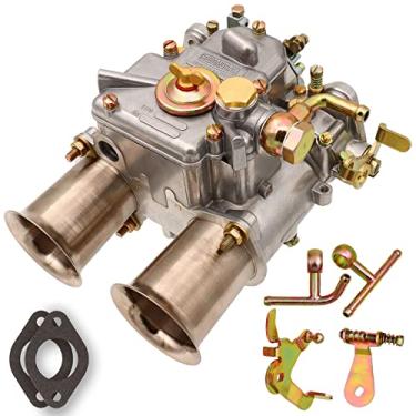 Imagem de NENKUTEN Carburador de 2 cilindros para 45 DCOE Weber 45 mm Sidraft Twin Choke Carb serve para Datsun 240/260/280Z MGB Toyota MG Midgets Substituição #19600.060 com juntas T Entrada de combustível Braço acelerador