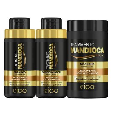 Imagem de Kit Eico Mandioca Shampoo E Condicionador 450ml + Máscara 1000G - Eico
