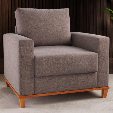 Imagem de Poltrona Itália Linho Kaki - Viero Móveis