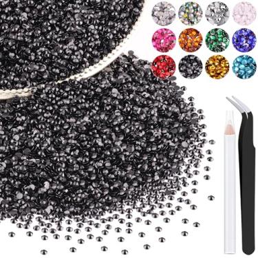 Imagem de 5000 peças de strass de resina de 3 mm a granel (preto), cristais deslumbrantes para artesanato DIY decoração de unhas, pingentes de pedras preciosas para sapatos de copo, roupas de tecido com caneta