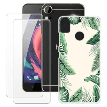 Imagem de MILEGOO Capa para HTC Desire 10 Pro + 2 peças protetoras de tela de vidro temperado, capa de TPU de silicone macio à prova de choque para HTC Desire 10 Pro (5,5 polegadas)