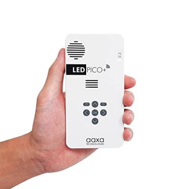 Imagem de Mini projetor AAXA LED Pico+ com bateria de 2 horas, espelhamento sem fio, mini-HDMI, reprodutor de mídia integrado e alto-falantes, saída auxiliar de 3,5 mm, leitores micro SD/USB, projetor portátil