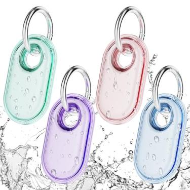 Imagem de Pacote com 4 capas para Samsung Smart Tag 2 com chaveiro, capa de TPU à prova d'água IPX8 para Galaxy SmartTag2, suporte protetor antiarranhões para mochilas/carro/bagagem/animais de estimação