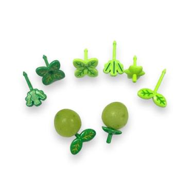 Imagem de Mini Garfinhos Palitinhos Infantil Crianças para Petiscos, Lanches e Lancheiras Para Frutas formato plantas 08 pçs