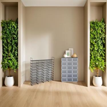 Imagem de ICUIRE 2 peças, 3 fileiras, 12 camadas, 36 grades, tamanho 40 x 30 cm, armário de sapato com cubo mágico + uma camada de quatro tubos, 4 fileiras, 10 camadas com ganchos, pode colocar 72 pares de