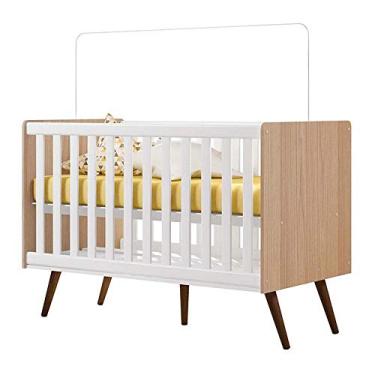 Imagem de Berço Mini Cama Retrô Pés Palito Carvalho/Branco - Qmovi
