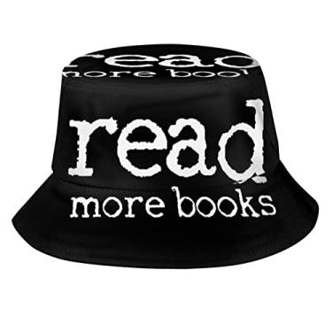 Imagem de Leia mais livros Chapéu balde, chapéu de sol engraçado de leitura chapéu de pesca boné de pescador para professor bibliotecário estudante, Leia mais livros-3, tamanho �nico