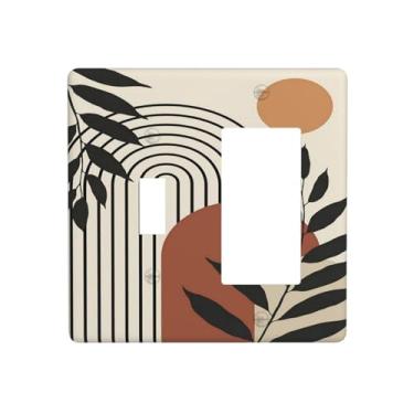 Imagem de Abstrato Boho Mid Century 1 Gang Single Toggle Rocker Light Switch Cover Combinação Placa de Parede Placa Elétrica Decorativa Placa Frontal para Decoração de Casa