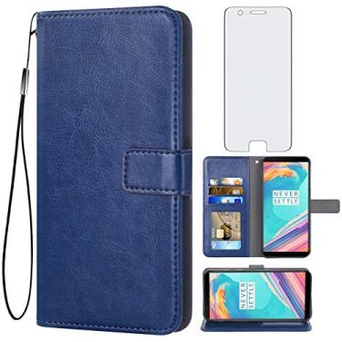 Imagem de Asuwish Compatível com OnePlus 5 capa carteira de vidro temperado protetor de tela flip capa porta-cartão acessórios celulares capas de telefone para OnePlus5 A5000 One Plus5 1 Plus 1plus Five One+