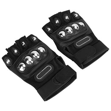 Imagem de Luvas de bicicleta, luvas de equitação de meio dedo confortáveisDescanso de pulso com corte ergonômico em tecido de nylon para esportes de moto ao ar livre