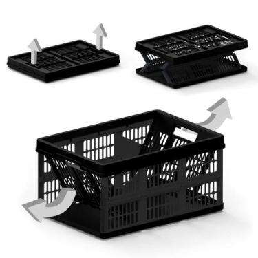 Imagem de Caixa Organizadora Dobrável Multiuso Empilhável Plástica com Alça 45L/