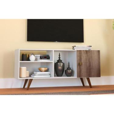 Imagem de Rack para TV RT3014 até 47 Polegadas c/ 1 Porta Branco/Rustico - Movel