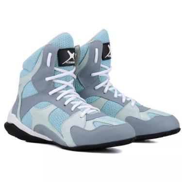 Imagem de Bota Treino Feminina Couro Cano Alto Academia Conforto - Mr. Gutt, Azu