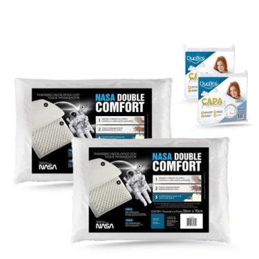 Imagem de Kit Travesseiro Nasa Double Comfort 3 Fibrasca mais Capa Protetora