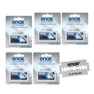 Imagem de Kit 50 Lâminas de Barbear Alta Precisão Fio Duplo Aço Inox Enox Platin