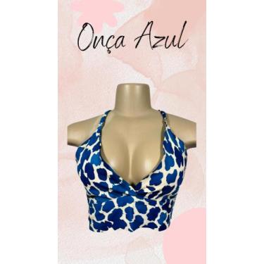 Imagem de Cropped Barabara Onça Azul - Cropped decotado com alça regulável - Pon