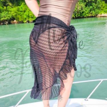 Imagem de Saia de Praia em Renda Longuete Midi Canga De Amarrar Com Babados Pare