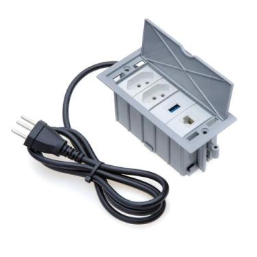 Imagem de Caixa De Tomada 4 Blocos 2 Tom 10A 1USB dados 1 RJ-45 CAT5e - CONNECT 