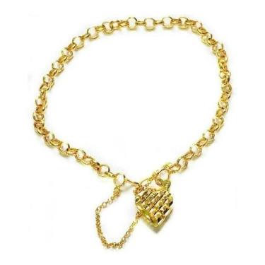 Imagem de Pulseira Feminina Portuguesa Pingente Coração Ouro 18k 750 - ThiLeh, 1