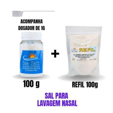Imagem de Kit Sal P/ Lavagem Nasal Pote 100g c/ Dosador + Refil 100g - Ecommerce