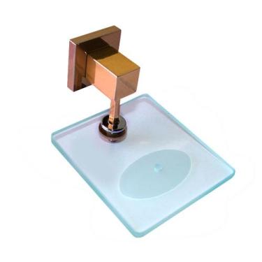 Imagem de Saboneteira Quadrus Dourado Com Vidro Incolor - Montelar Acabamentos