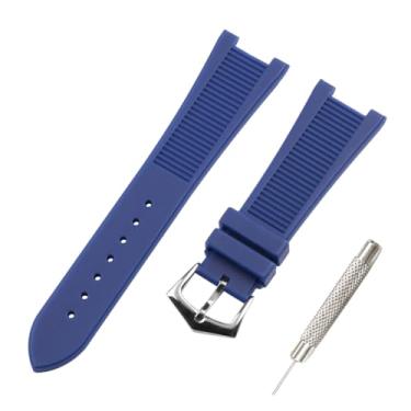 Imagem de FACLE Pulseira de relógio masculina de borracha de 25 mm para substituição adequada para Patek Philippe Nautilus 5711 5712 5724 5726 5980 pulseira de silicone para esportes ao ar livre (azul)
