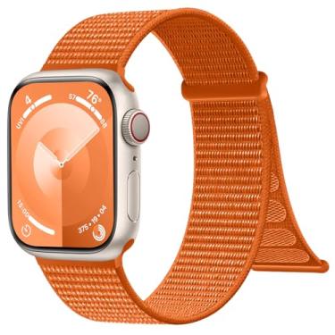 Imagem de IMIVIO Pulseiras femininas de nylon compatíveis com Apple Watch séries 11/10/9/8/7/6 SE/Ultra 3 de 40 mm, 44 mm, 45 mm, 38 mm, 41 mm, 42 mm, 46 mm e 49 mm para Apple Watch Series 11/10/9/8/7/6 SE