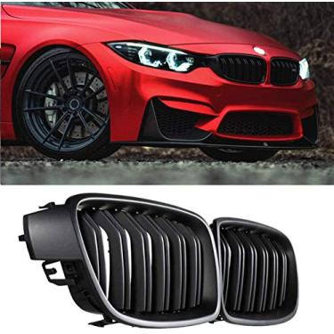 Imagem de F30 Grill - Grade frontal de rim preta para BMW Série 3 2012-2018 F30 F31 320i 328i 328d 330e 330i 335i 340i 328i (ripas pretas foscas duplas)