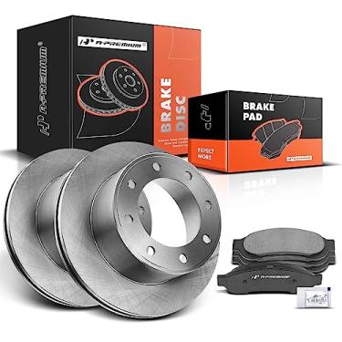 Imagem de A-Premium Rotores de freio a disco ventilados traseiros de 13,39 polegadas (340 mm) + kit de pastilhas de cerâmica compatível com modelos Ford selecionados - F-250 Super Duty 2005-2012, F-350 Super