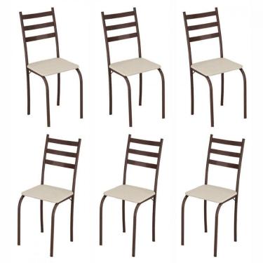 Imagem de Conjunto Com 6 Cadeiras Marabá Marrom Assento Creme Teixeira Marrom Com Creme