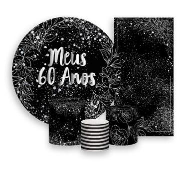 Imagem de Kit Painel De Festa + Trio Capa Cilindro + Faixa Veste Fácil - 60 Anos