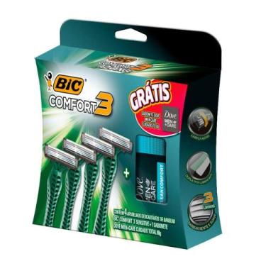 Imagem de Aparelho de Barbear Bic Comfort 3 Sensitive e Ganhe Sabonete Dove Men 
