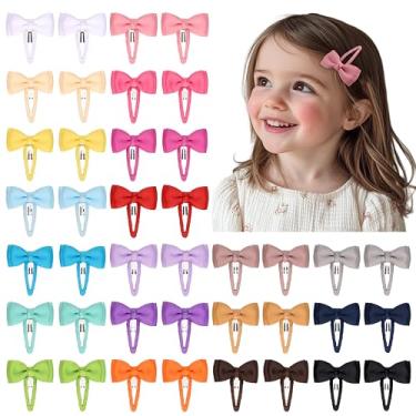 Imagem de Ruyaa 40 peças de laços de cabelo pequenos com clipes de pressão embrulhados, grampos de cabelo para crianças, presilhas para bebês, acessórios de cabelo para meninas, alfinetes de Hiar para crianças, laços de cabelo tranças,