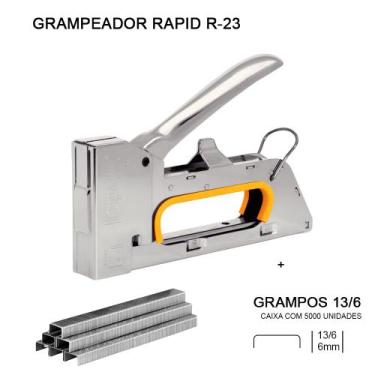 Imagem de Kit Grampeador Pistola Tapeceiro R23 Rapid + Grampos 13/6 - OLFA