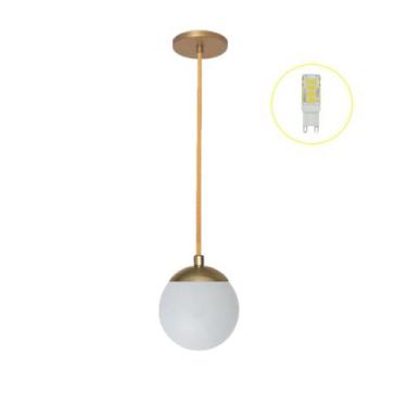 Imagem de Pendente Dourado P/ Bancada Cozinha Cabeceira De Cama + Led - Arevo Il