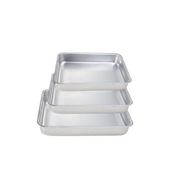 Imagem de Kit De 3 Forma Retangular Padrão Alumínio Polido IF 35 Tamanho 27, 30 