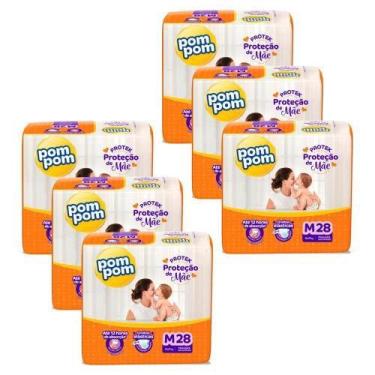 Imagem de KIT 6 FRALDAS POMPOM PROTEK PROTEÇÃO DE MÃE M / 28 = 168 un