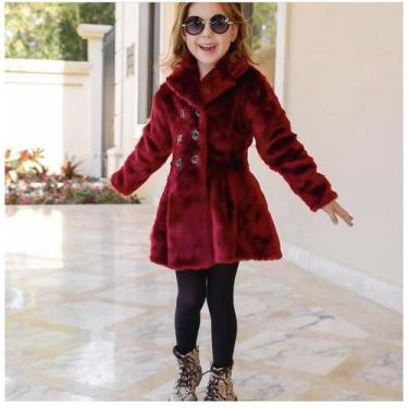 Imagem de Casaco Sobretudo Infantil de Pelinho - innvistamoda, 6, Vinho