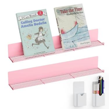 Imagem de DTUQYX Prateleira magnética para quadro branco pacote com 2: Prateleiras magnéticas de metal de 43 cm para sala de aula forte adsorção com 2 recipientes de caneta, prateleira flutuante móvel para