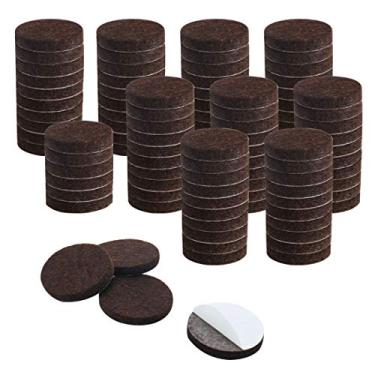 Imagem de Uxcell 100 peças de almofadas de feltro de móveis, redondas, 3,8 cm, antiderrapantes, antirriscos, antiderrapantes, para cadeiras de armário, pés, protetor de perna marrom