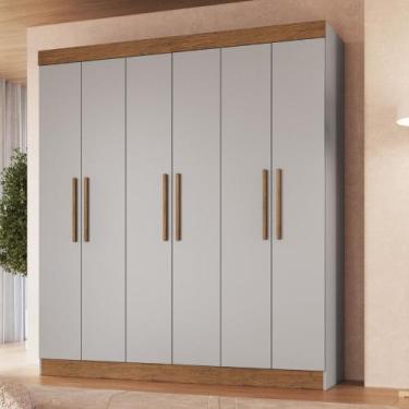 Imagem de Guarda Roupa Casal 6 Portas MDF New Xangai Doripel, Lunar Nogueira