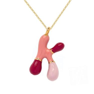 Imagem de Colar com letras de bolhas para mulheres, pingente de letra inicial de balão delicado 26 A-Z alfabeto colorido, moderno, joias de amizade, presentes para namoradas adolescentes, Adjustable, Latão, Sem