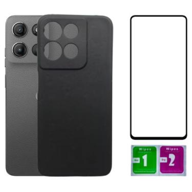 Imagem de Kit Capinha Capa Aveludada Preta Para Moto G15 + Película 3D - Mustang